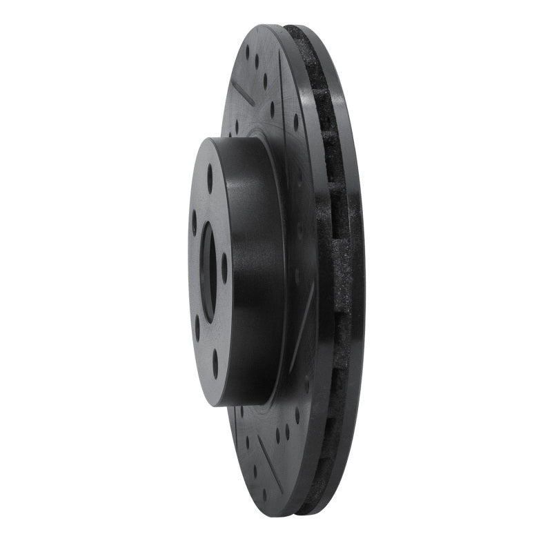 R1 86-89 Toyota Celica Front Right Drilled & Slotted Black Brake Rotor