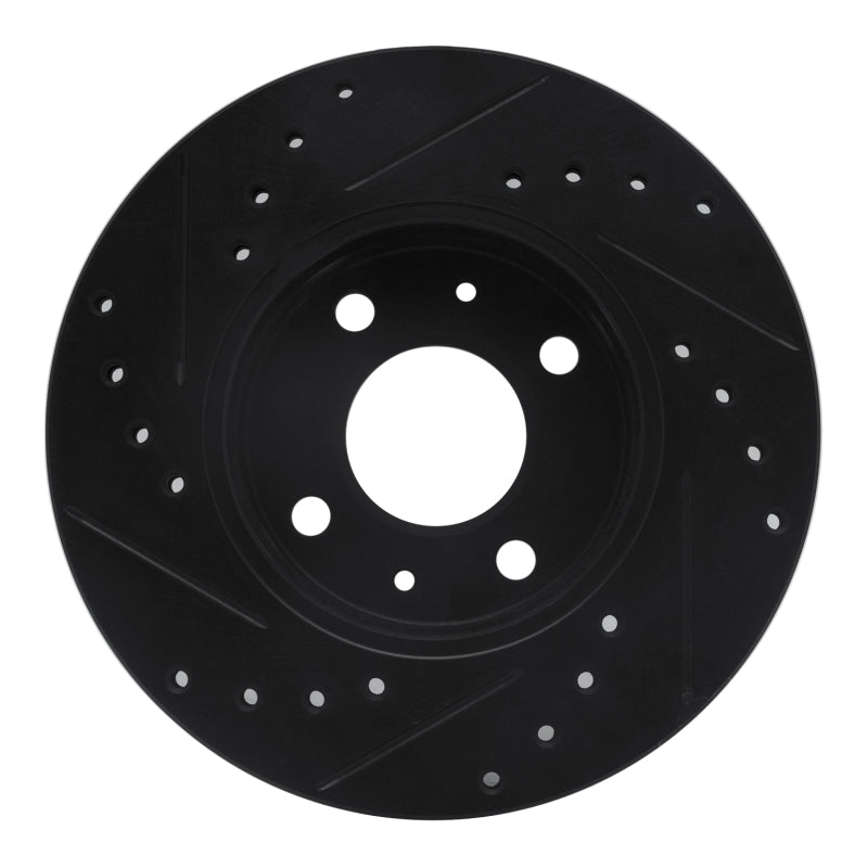 R1 88-06 Nissan NX Front Right Drilled & Slotted Black Brake Rotor