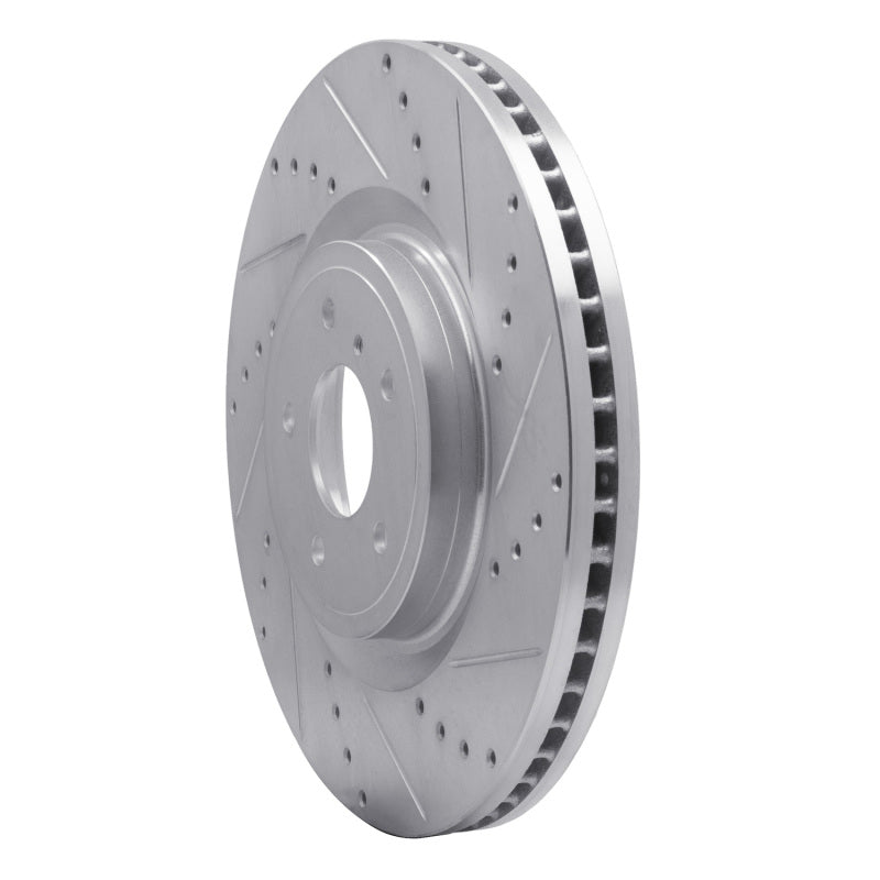 R1 09-20 Nissan 370Z Front Right Drilled & Slotted Silver Brake Rotor