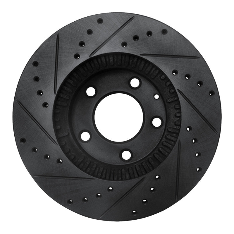 R1 01-02 Mazda Millenia Front Right Drilled & Slotted Black Brake Rotor