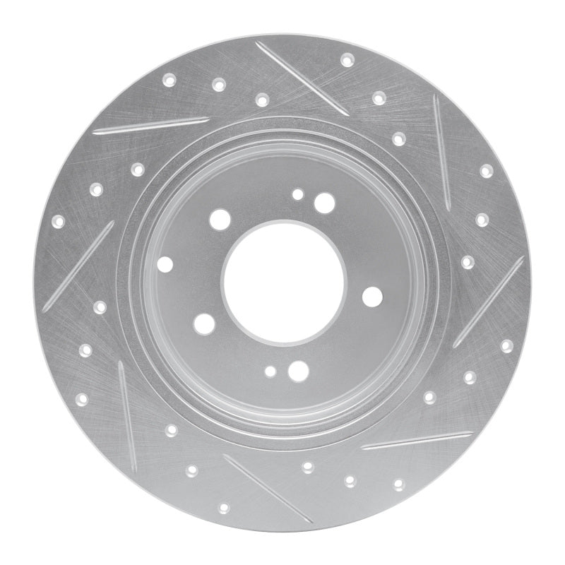 R1 17-19 Kia Cadenza Rear Left Drilled & Slotted Silver Brake Rotor