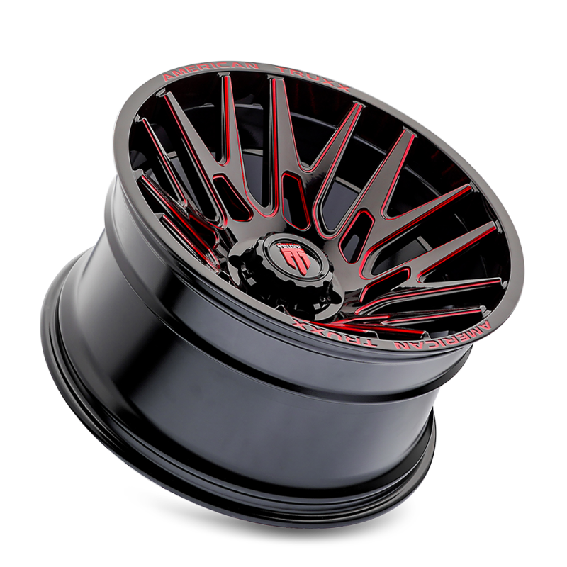 American Truxx AT1919 Evolution 22x12 / 8x170 BP / -44mm OS / 125.2mm Hub Gls Blk Prizm Red Wheel