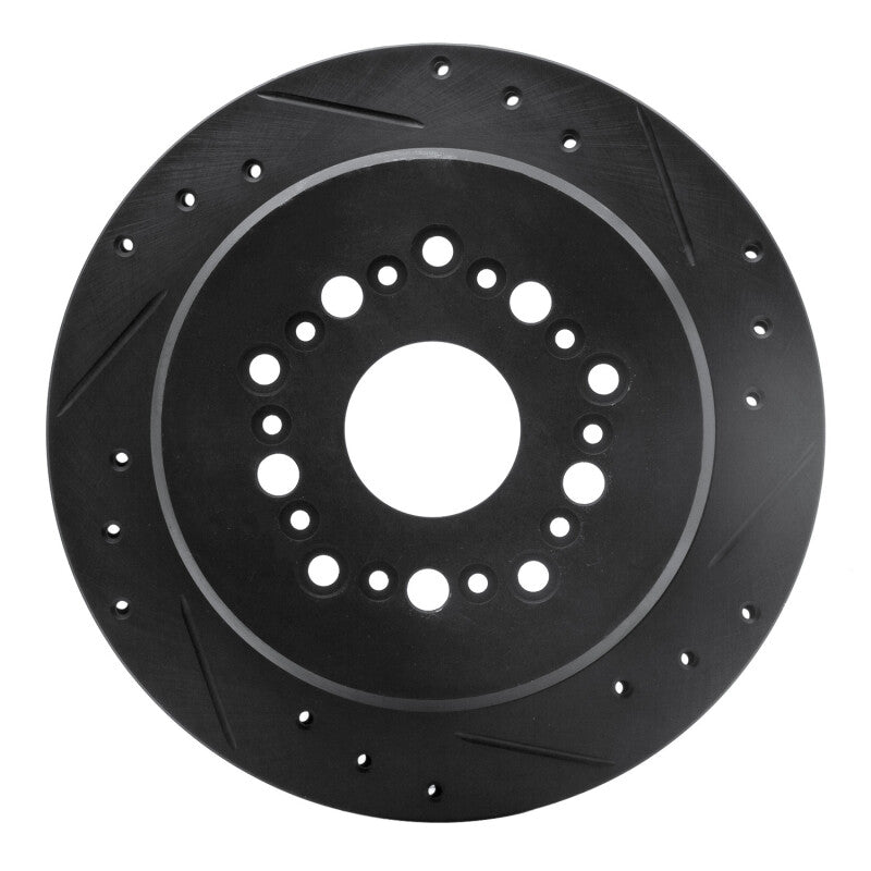 R1 92-98 Lexus SC300 Rear Right Drilled & Slotted Black Brake Rotor