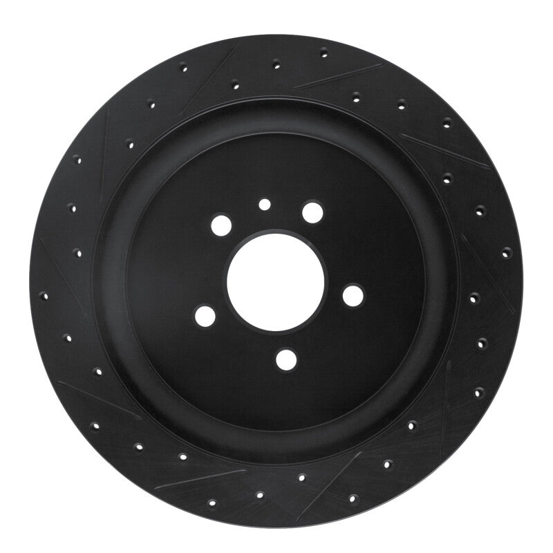 R1 13-14 Ford Mustang Rear Right Drilled & Slotted Black Brake Rotor
