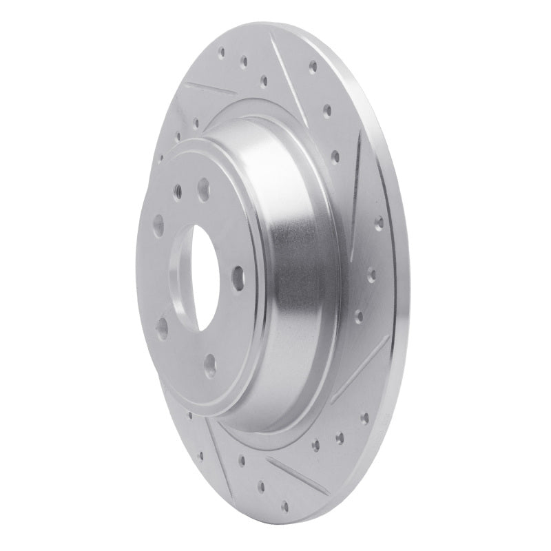 R1 13-20 Ford Fusion Rear Right Drilled & Slotted Silver Brake Rotor