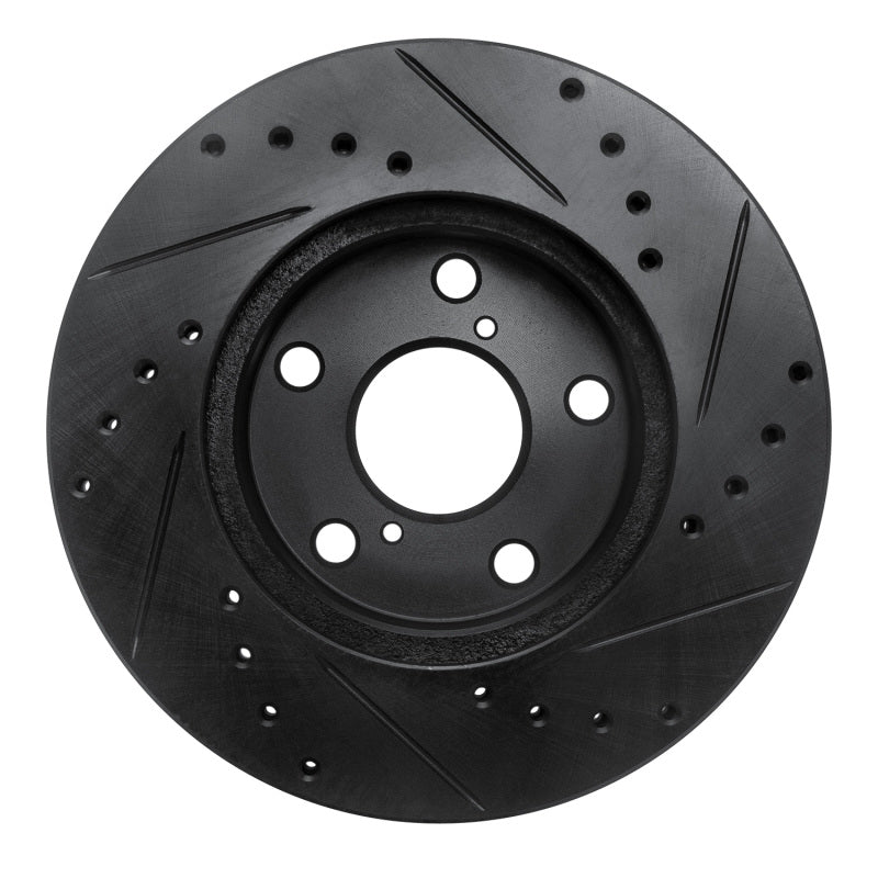 R1 92-98 Lexus SC300 Front Left Drilled & Slotted Black Brake Rotor