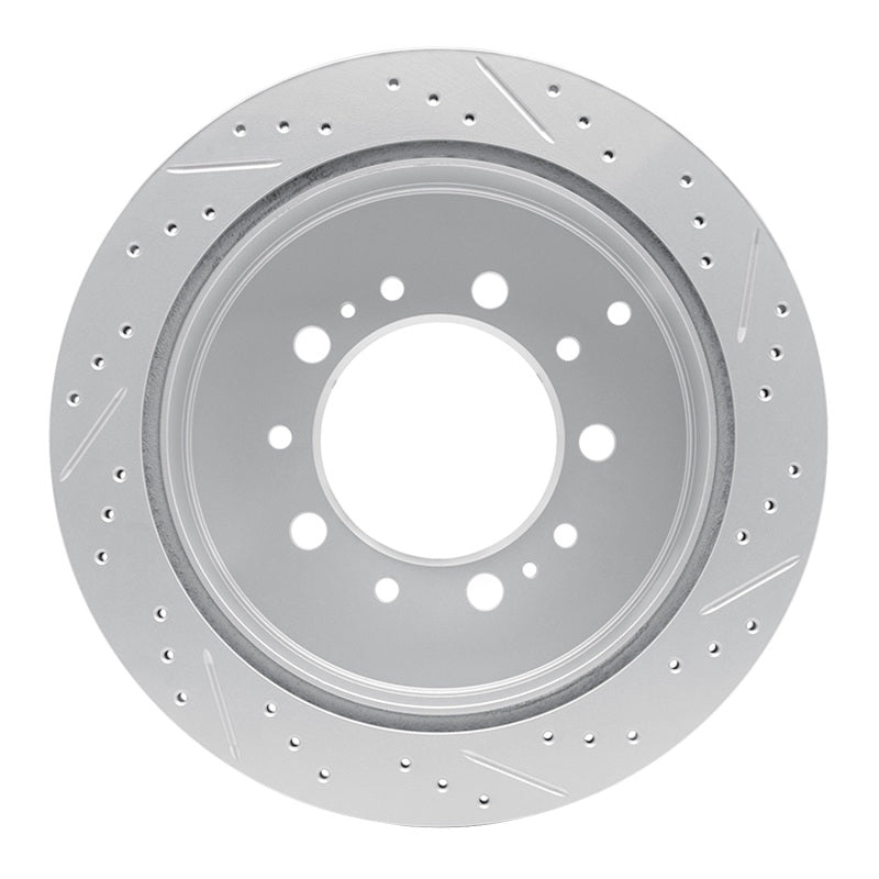 R1 07-22 Lexus LX570 Rear Left Drilled & Slotted Geo-Carbon Rotor