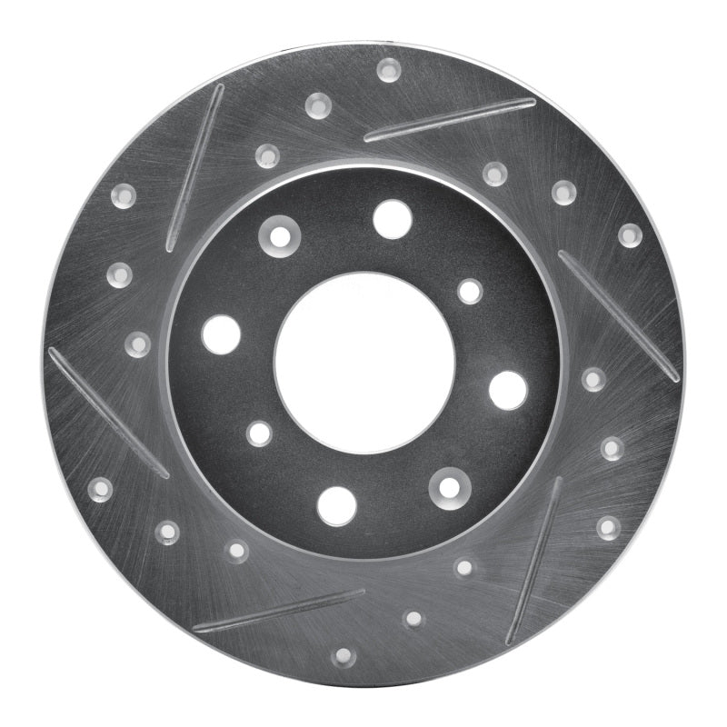 R1 79-83 Honda Civic Sedan Front Left Drilled & Slotted Silver Brake Rotor