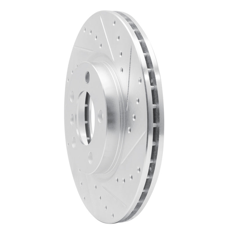 R1 11-16 Mini Cooper Countryman Front Right Drilled & Slotted Silver Brake Rotor