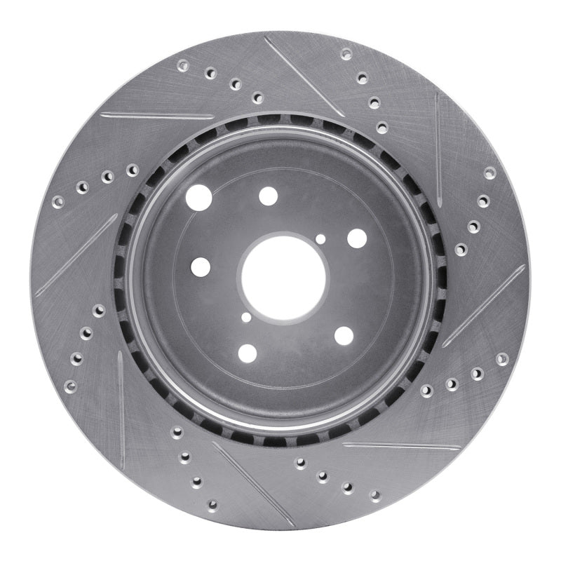 R1 18-25 Subaru WRX STI Rear Left Drilled & Slotted Silver Brake Rotor