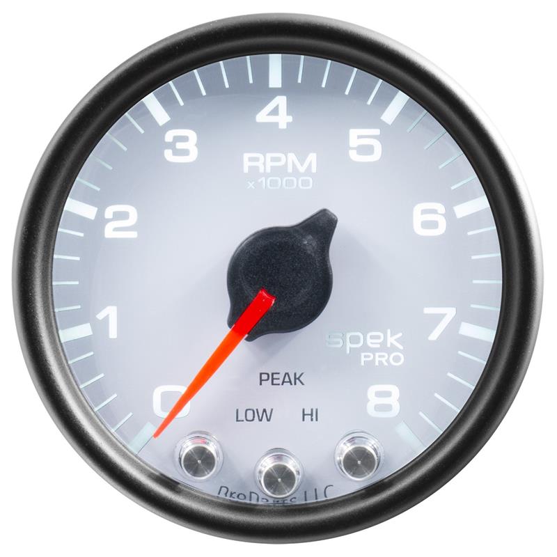 Autometer Spek-Pro Gauge Nitrous Press 2 1/16in 1600psi Stepper Motor W/Peak & Warn Wht/Blk