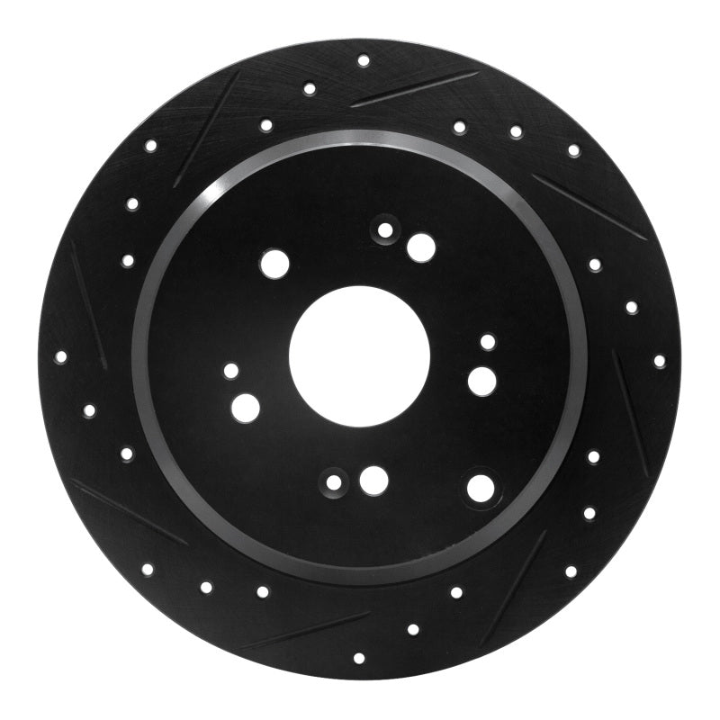 R1 2005-2018 Acura RDX Rear Left Drilled & Slotted Black Brake Rotor