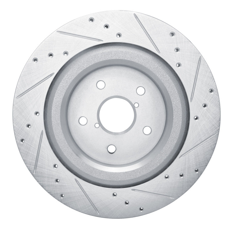 R1 19-25 Subaru ASCENT Rear Left Drilled & Slotted Silver Brake Rotor