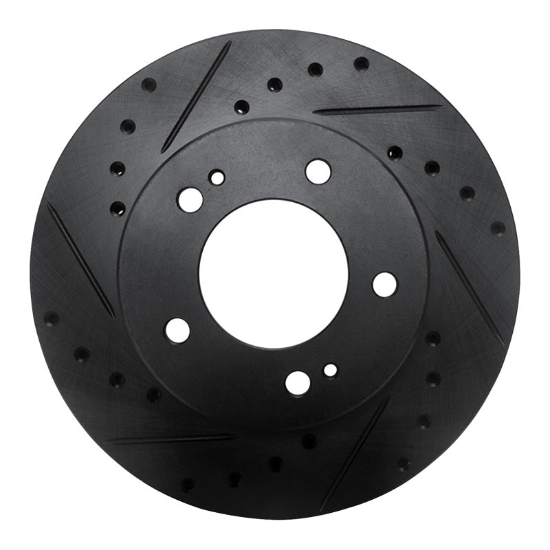 R1 83-89 Chrysler Conquest Front Left Drilled & Slotted Black Brake Rotor