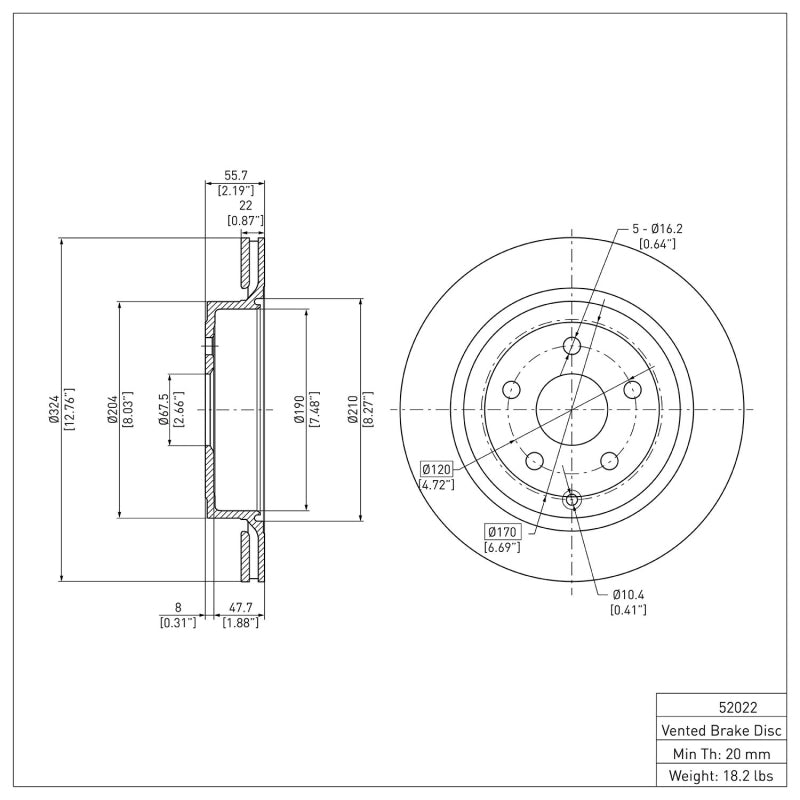 R1 08-17 Chevrolet SS Rear Brake Rotor