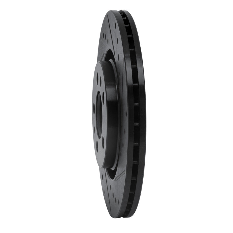 R1 98-15 Volkswagen Beetle Front Right Drilled & Slotted Black Brake Rotor