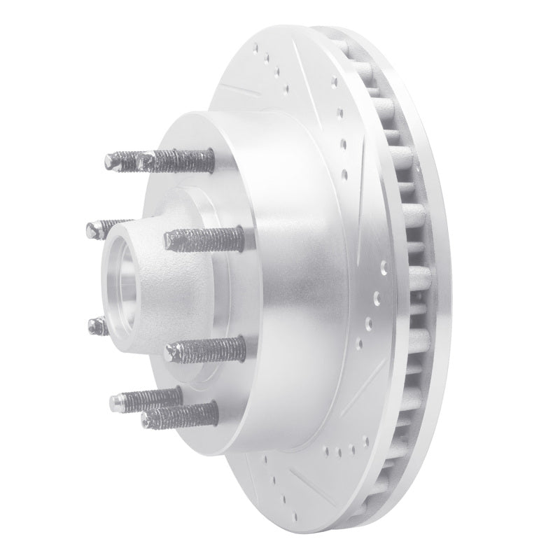 R1 99-02 Ford F-250 2WD (Super Duty) Front Right Drilled & Slotted Silver Brake Rotor