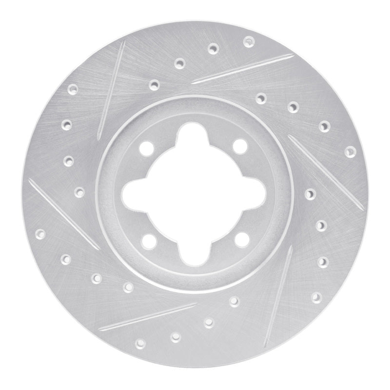 R1 82-85 Toyota Celica Front Right Drilled & Slotted Silver Brake Rotor