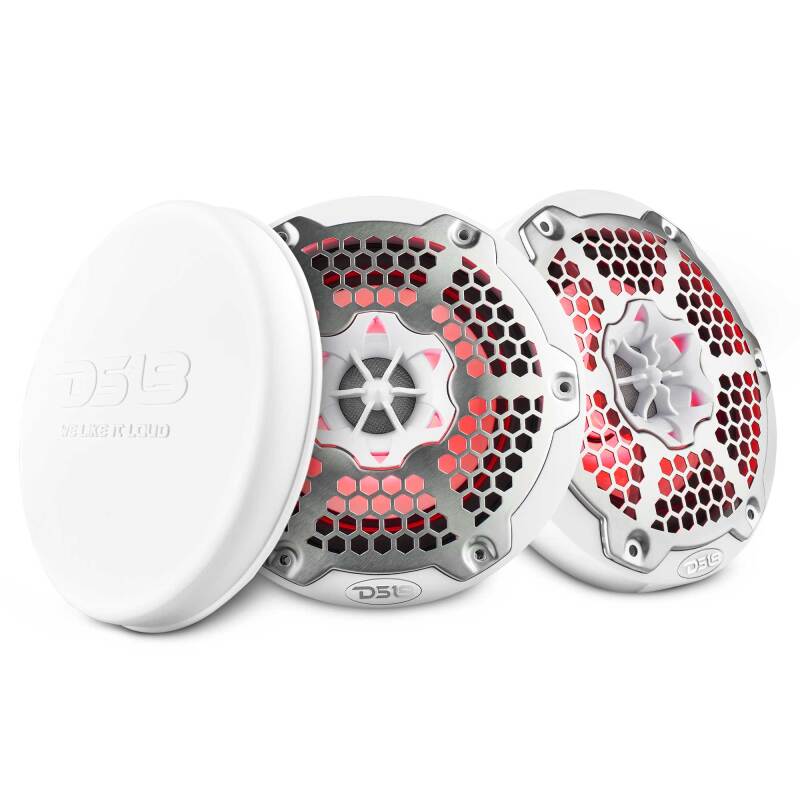 DS18 NXL-M Series Speaker w/ RGB LED Lights 6.5in 2-Way 100 Watts RMS 4 ohm White w/ Cover