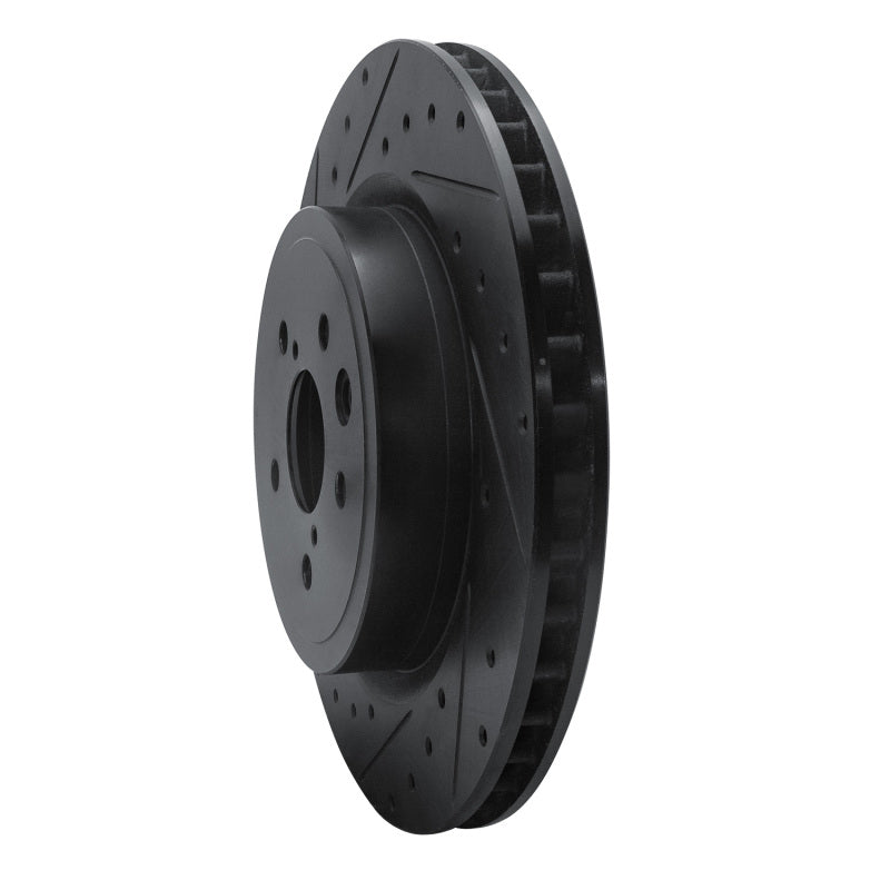 R1 15-22 Lexus GS F Left Rear Drilled & Slotted Black Brake Rotor