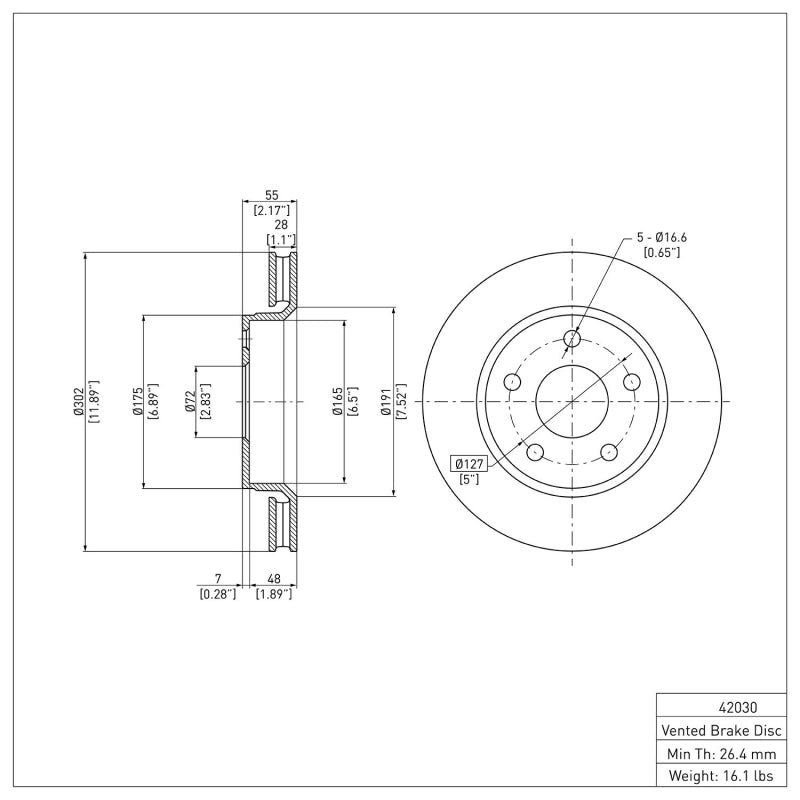 R1 07-18 Jeep Wrangler Front Brake Rotor