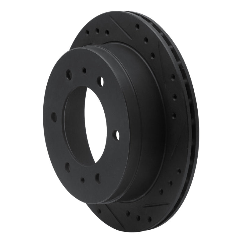 R1 88-95 Nissan Pathfinder Rear Left Drilled & Slotted Black Brake Rotor