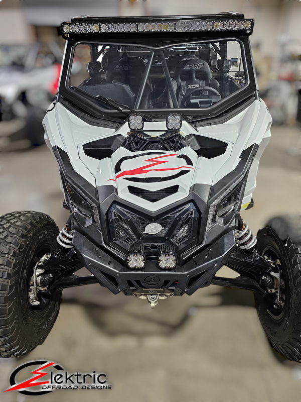 Elektric Offroad 2017+ Can Am X3 Maverick Front Shock Mount Brace W/ Light Mount Anodized Black