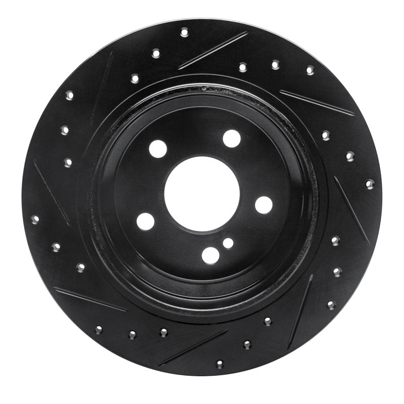 R1 03-06 Mercedes-Benz CL500 Rear Right Drilled & Slotted Black Brake Rotor