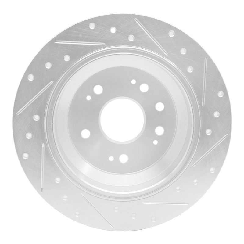 R1 10-15 Honda Crosstour Rear Left Drilled & Slotted Silver Brake Rotor