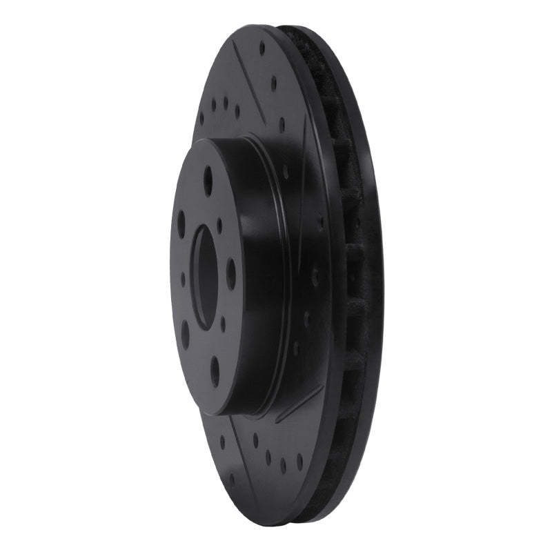 R1 87-91 Toyota Camry Front Right Drilled & Slotted Black Brake Rotor