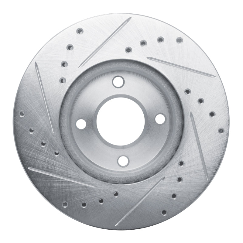 R1 17-25 Nissan Kicks Front Right Drilled & Slotted Silver Brake Rotor