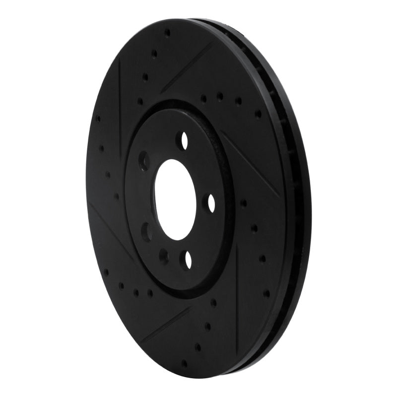 R1 96-98 Volkswagen Golf Front Left Drilled & Slotted Black Brake Rotor