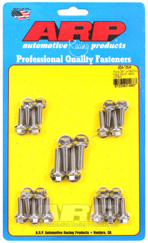 ARP Ford 351 w/ Factory Hold Down Rails Oil Pan Bolt Kit