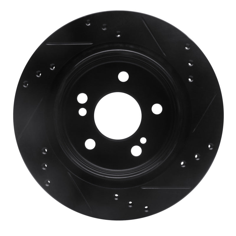 R1 92-94 Mercedes-Benz E500 Rear Left Drilled & Slotted Black Brake Rotor