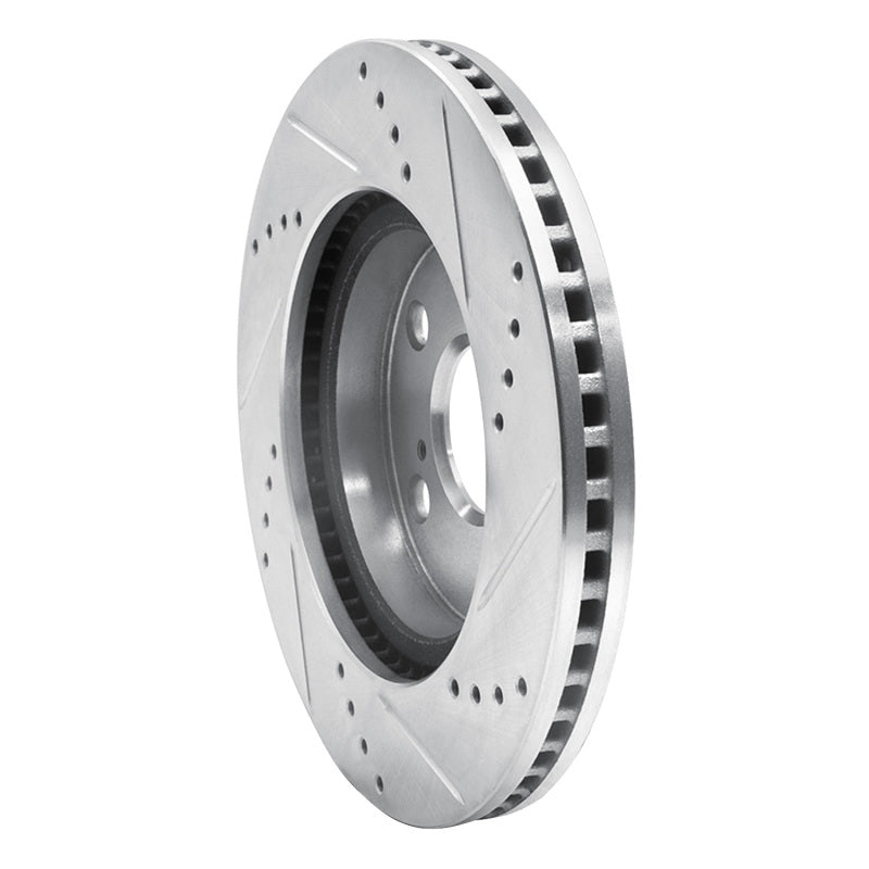 R1 06-18 Lexus HS250H Front Left Drilled & Slotted Silver Brake Rotor