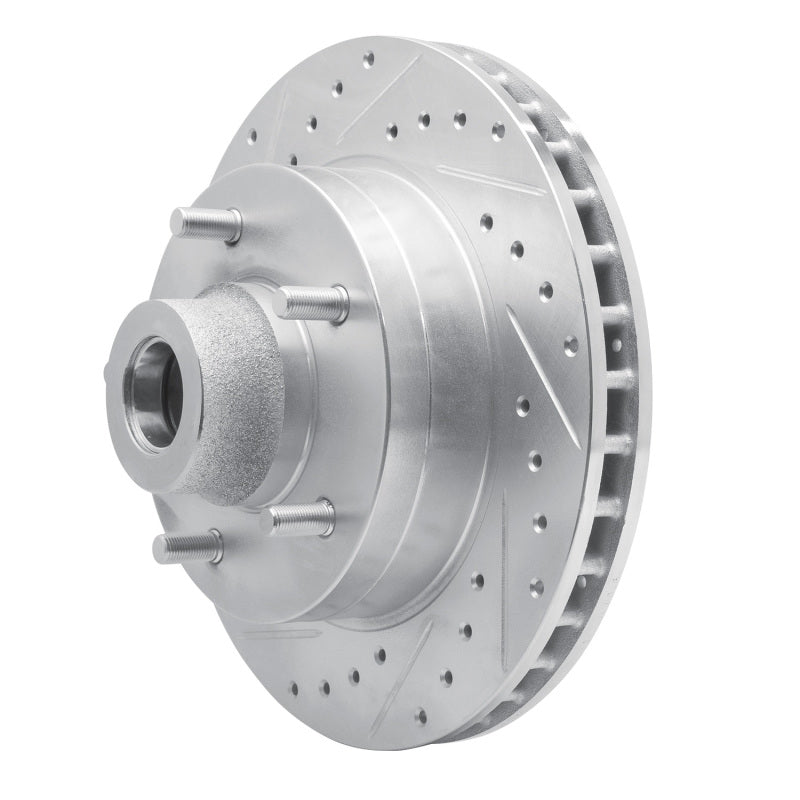 R1 85-97 Dodge B200 / B200 Van / B250 Front Left Drilled & Slotted Silver Brake Rotor