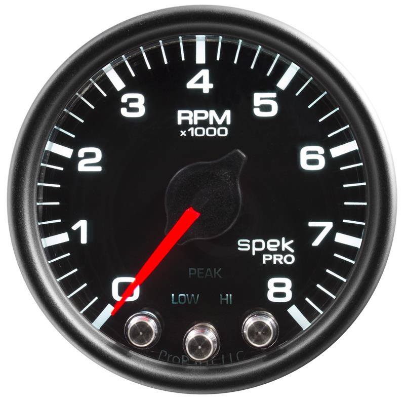 Autometer Spek-Pro Gauge Oil Temp 2 1/16in 300f Stepper Motor W/Peak & Warn Blk/Chrm