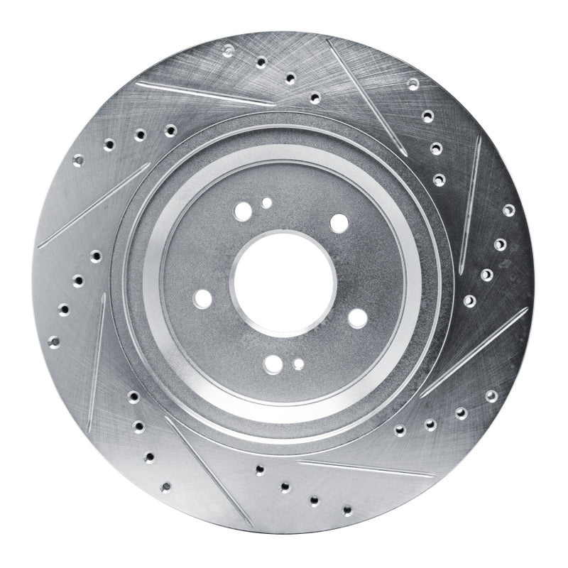 R1 19-22 Genesis G90 Rear Left Drilled & Slotted Silver Brake Rotor