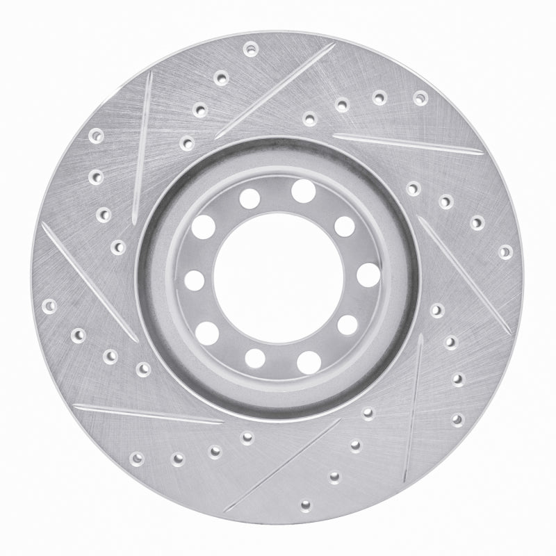 R1 82-85 Mercedes-Benz 380SEC Front Right Drilled & Slotted Silver Brake Rotor