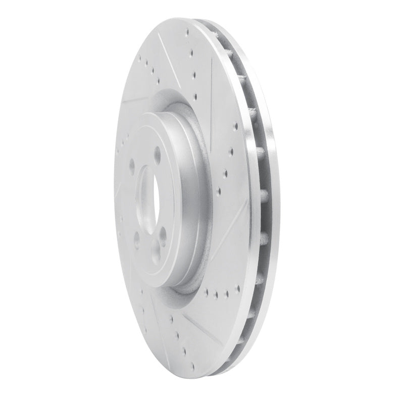 R1 13-13 Mini Cooper (Excl Clubman) Front Right Drilled & Slotted Silver Brake Rotor