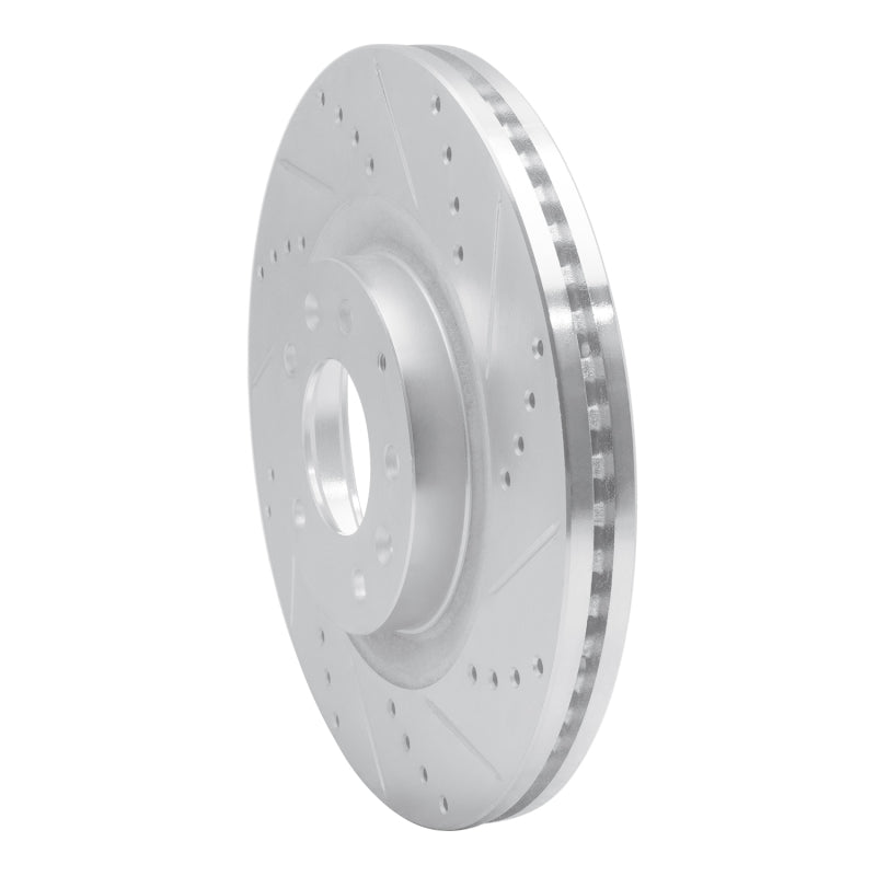 R1 07-15 Mazda CX-9 Front Right Drilled & Slotted Silver Brake Rotor