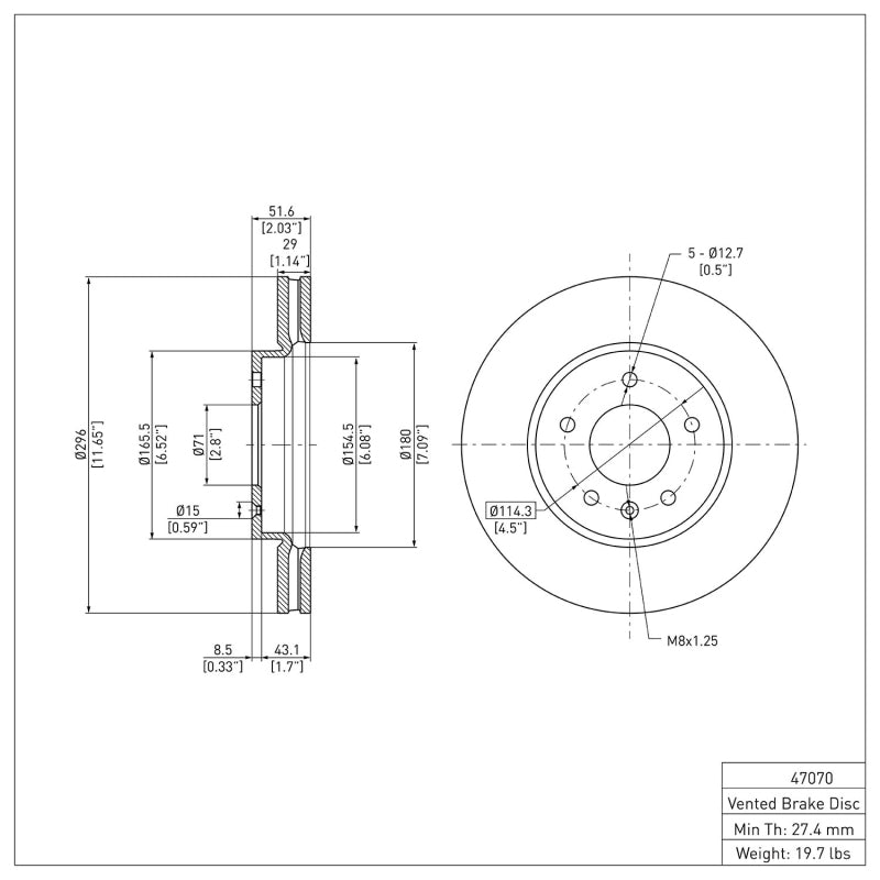 R1 07-15 Chevrolet Captiva Front Brake Rotor