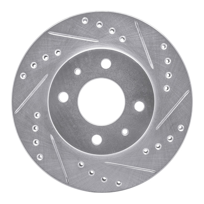 R1 95-00 Nissan Sentra Front Right Drilled & Slotted Silver Brake Rotor