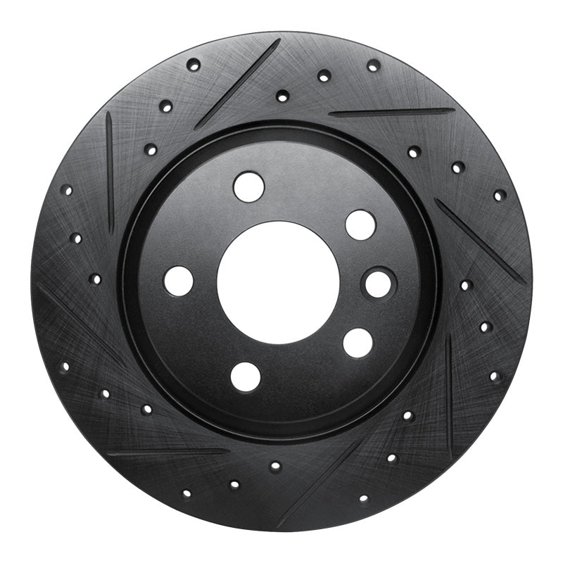 R1 01-03 Volkswagen EuroVan Rear Left Drilled & Slotted Black Brake Rotor