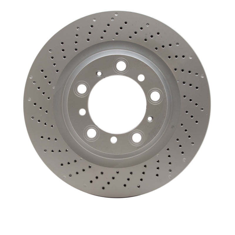 R1 16-23 Porsche 718 Cayman Left Rear Drilled GeoSPEC Coated Rotor