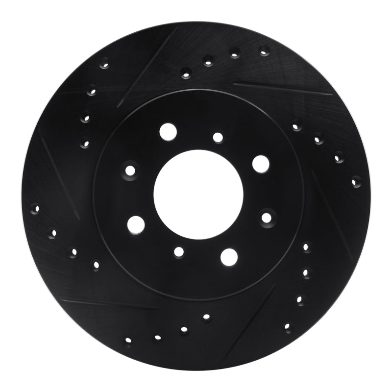 R1 88-91 Honda Prelude Front Left Drilled & Slotted Black Brake Rotor
