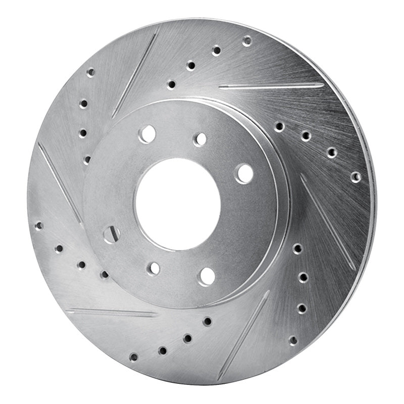 R1 93-06 Infiniti G20 Front Left Drilled & Slotted Silver Brake Rotor