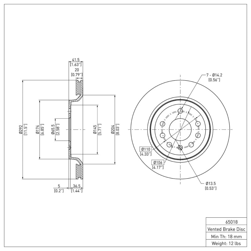 R1 2003-2011 Cadillac BLS (Mexico) Rear Brake Rotor