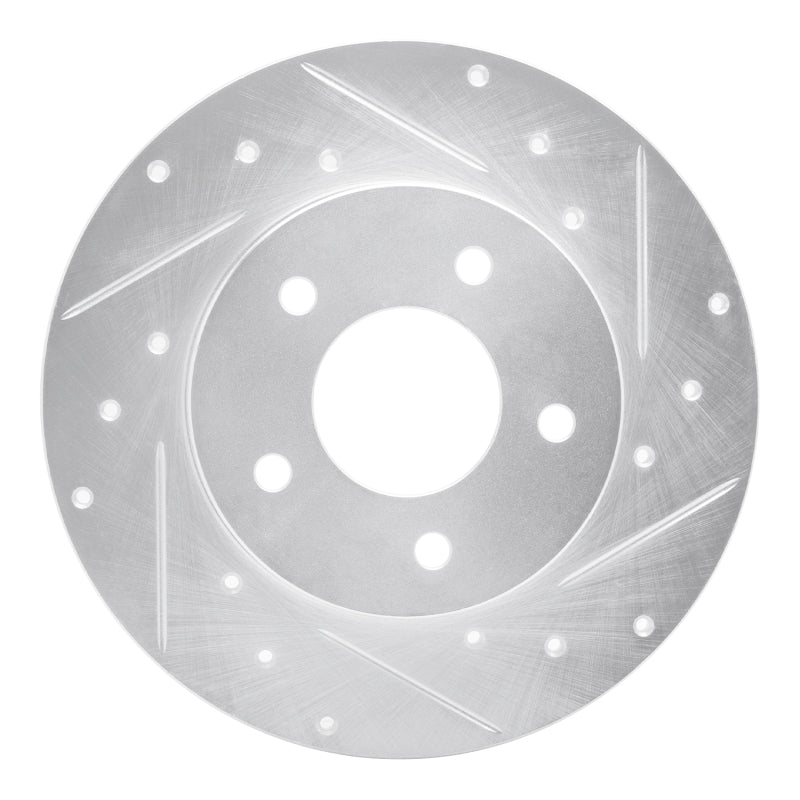 R1 92-05 Buick LeSabre Rear Right Drilled & Slotted Silver Brake Rotor