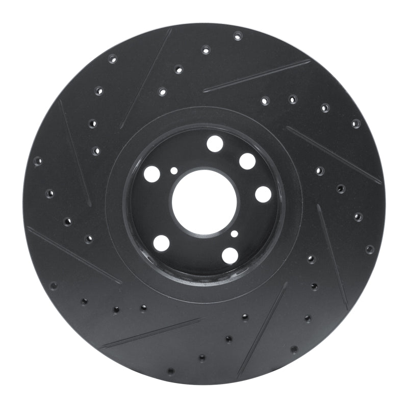R1 06-20 Lexus IS350 Right Front Drilled & Slotted Black Brake Rotor